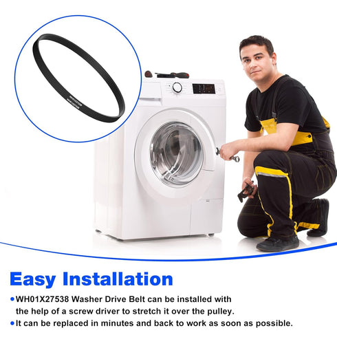 WH01X27538 Washer Drive Belt for GE, Hotpoint Washing Machines, AP6328256, 4587903, PS12299369, GTW330ASK3WW