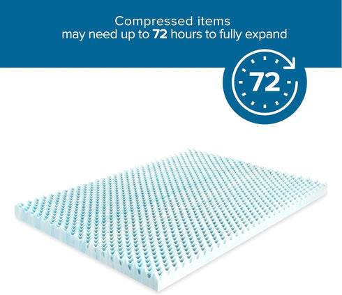 ZINUS 1.5 Inch Swirl Gel Cooling Memory Foam Mattress Topper, CertiPUR-US Certified, Full Size, Light Blue