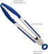 Tovolo Mini Silicone Easy-Grip Tongs, Non-Slip Handle, Blue, 8.25 Inches