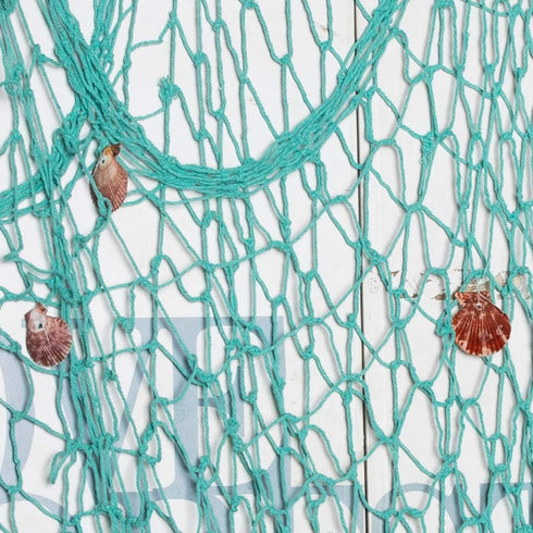 Rosoz Nature Fish Net Wall Decoration with Shells, Ocean Themed Hangings for Pirate Party, Wedding, Photographing (Aqua)