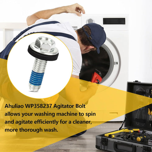Washer Agitator Bolt Compatible with Whirlpool, WP358237, 285009, AP6008726, with Rubber Gasket Replacement