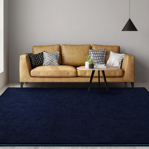Large 4x6 Feet Ultra Soft Navy Blue Area Rugs, Thickened Memory Foam Indoor Minimalist Carpets for Living Room Bedroom