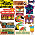 Luau Party Photo Prop Set - 40 pcs Hawaii Aloha Tropical Tiki Summer Themed Beach and Pool Party Supplies