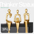 3pcs Gold Decor Thinker Statue, Resin Abstract Man Cutout Art Action Statue Coffee Table Decor for Home Living Room