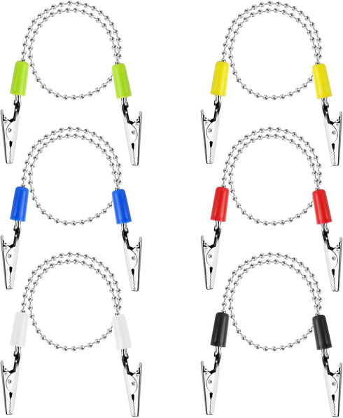 AUEAR, 6 Pack Napkin Clips Metal Dental Bib Chain Holder Fixing Lanyard