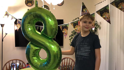 40 Inch Large Green Digital Balloon Number 7 - Helium Foil Polyester Film Jungle Themed Party Decoration