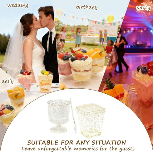 300 Pack 5 Oz Dessert Cups with Spoons and Lids Plastic Shooter Cups Round Clear Serving Goblet cup for Party