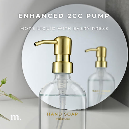MaisoNovo Hand Soap Dispenser for Bathroom - 16.9 fl oz Clear Glass with Gold Pump