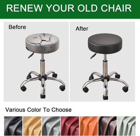 Set 2, 12-15 Inch FUANGUI Bar Stool Covers Round of Waterproof PU Seat Covers With Elastic Bands, Chair Covers Washable