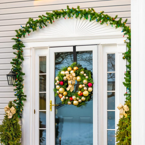 Adjustable Over The Door Wreath Hanger, 14.9 to 25 Inches, Wreath Holder for Front Door Decor, Black