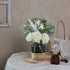 YXZZWL Artificial Flowers with Vase, Faux Silk Roses and Eucalyptus Centerpiece for Home Decor (White)