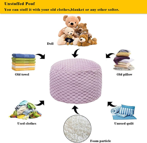 20x20x12 Inches Asuprui Pouf Ottoman Unstuffed Floor Pouf Ottoman Foot Rest Round Poof Seat Floor Bean Bag Chair