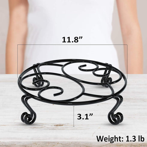 Yimobra Original Patented Heavy Duty Plant Stand for Flower Pot, Black, 11.8 Inches, Metal Rustproof Iron Rack