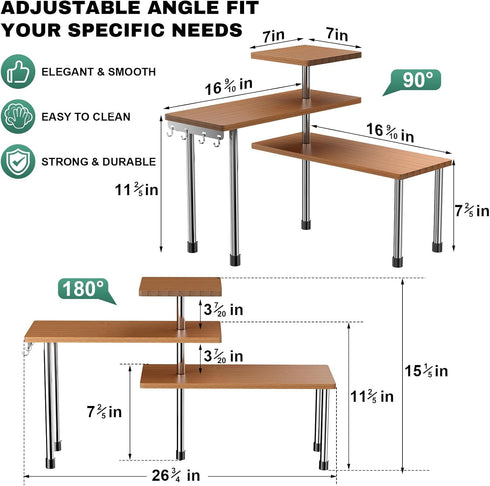 Counter Countertop 3 Counter 4 Counter, ZHWS Bathroom Organizer Corner Shelf Adjustable Tier Corner Shelf Kitchen