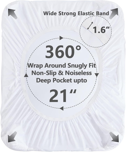 Twin Mattress Protector Waterproof, Pee Proof Quilted Fitted Cover for Kids, Soft Cooling Topper, White