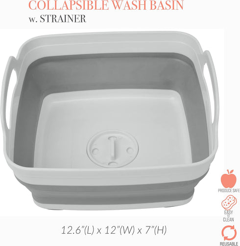 Kitchen Details Collapsible Wash Basin Self Draining Design Large Flexible Space Saver for Home Cleaning White