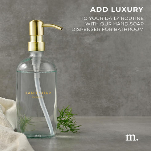 MaisoNovo Hand Soap Dispenser for Bathroom - 16.9 fl oz Clear Glass with Gold Pump