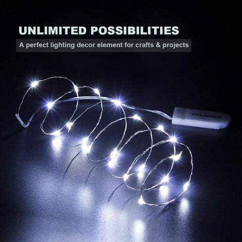 CYLAPEX 6 Pack Cool White Fairy String Lights, Battery Operated, 3.3ft 20 LEDs Silvery Copper Wire