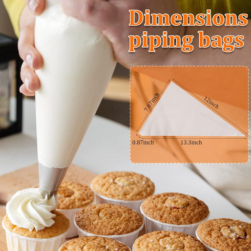 XSEINO 150PCS Disposable Piping Bags - 12 Inch Heavy Duty Anti Burst Pastry Bags for Icing and Frosting