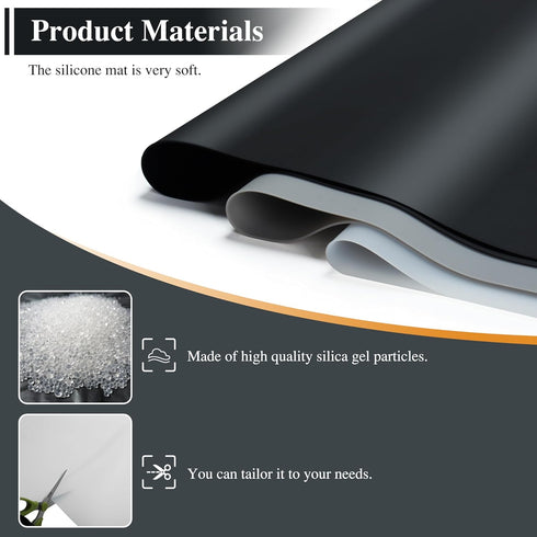 YACEYACE Large Silicone Mats for Kitchen Counter, 2Pcs 25"x 17" Frosted Silicone Craft Mats, Heat Resistant