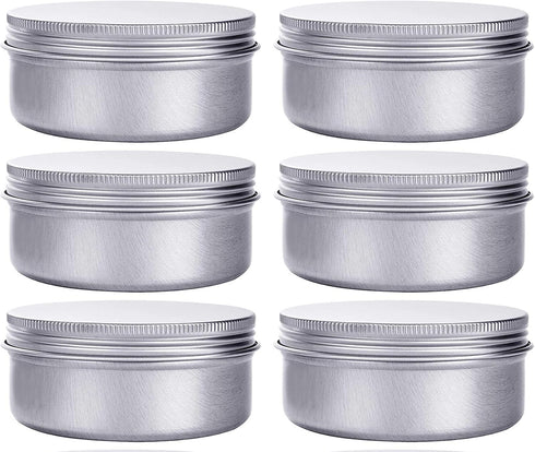 6 Ounce Aluminum Cans, 180 mL Screw Lid Metal Storage Tins for Spices, Candies, 6 Pcs