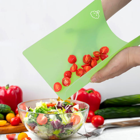 Colorful ZVP Plastic Cutting Boards for Kitchen, Flexible Mats with Food Icon, Non-Slip, BPA Free