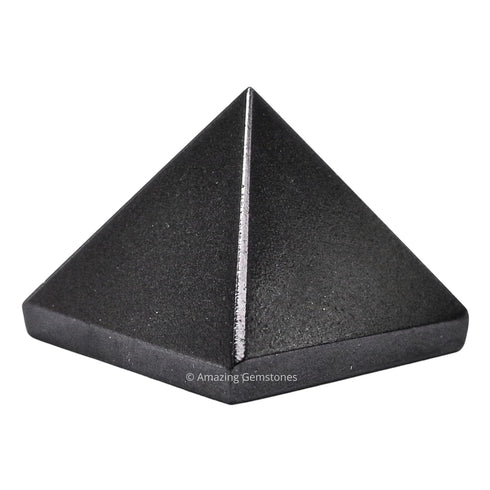 Black Agate Pyramid Crystal Healing Stones - 1" Natural Stone Pyramid Figurine for Meditation, Reiki, Chakra Balancing