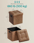 15 Inches 660 lb, ULSF030K01 SONGMICS Mazie Collection - Ottoman with Storage, Footstool, Storage Ottoman with Metal