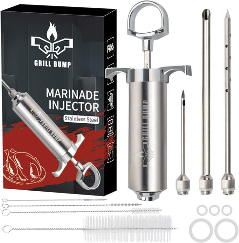 Meat Injector Syringe Kit with 3 Professional Marinade Needles for BBQ Grill, Turkey, Brisket; 2-oz Capacity, User