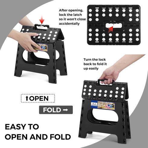 11 Inch 300lbs 1PC ACKO Folding Step Stool Foldable Step Stools for Kids, Foot Stool Black Plastic Step Stool