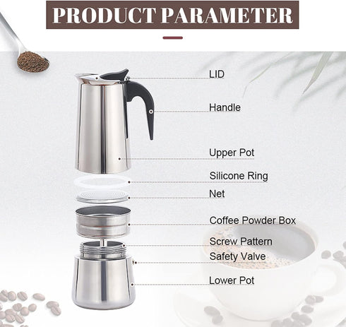 HYWHUYANG Coffee Pot, Stainless Steel Percolator Coffee Maker for Home, Camping, and Travel (200ml)