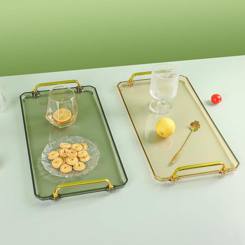 Generic Acrylic Serving Tray with Handles - Multi-Use Plastic Tray for Party, Kitchen & Bathroom - Decorative Valet