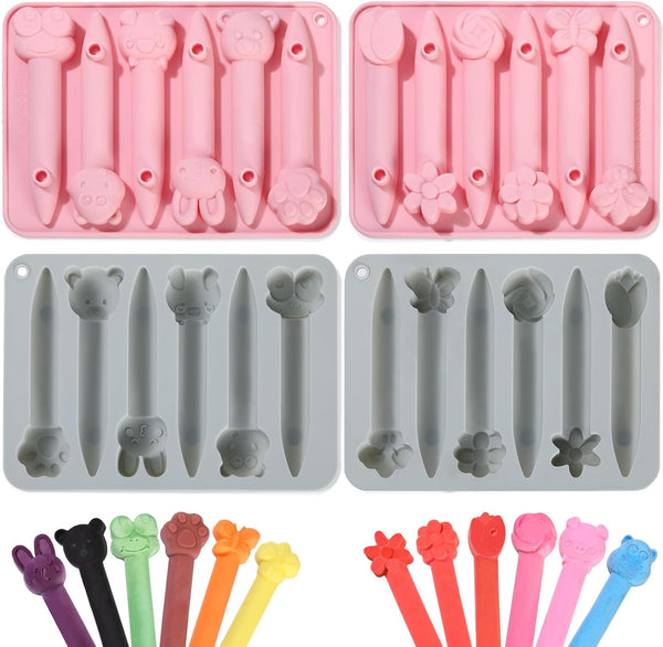 Nuogo 4 Pack Crayon Mold Crayon Recycling Molds Assorted 3D Silicone Oven