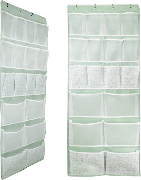 18 Pockets Over the Door Storage Organizer, 2 Pack Hanging Shelf with 4 Hooks for Toddler Clothes, Accessories,