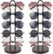 Mkono Sunglasses Organizer for 5 Pairs, Glasses Holder Stand with Metal Frame and Wood Base for Table Display