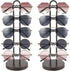 Mkono Sunglasses Organizer for 5 Pairs, Glasses Holder Stand with Metal Frame and Wood Base for Table Display