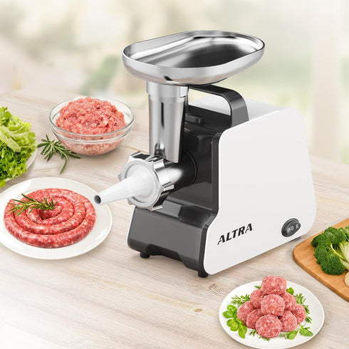 2300W 2 3 Electric Meat Grinder, Max, Heavy Duty Sausage Stuffer with Blades, Grinding Plates, Sausage Tube & Kubbe