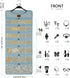 SMRITI Hanging Jewelry Organizer, Dual Zippered Pockets, Canvas Double Sided Rotating Hanger (Light Blue)