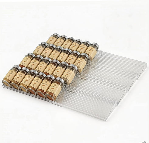 Acrylic Spice Drawer Organizer 4 Tier(8 Packs),Expandable from 11" to 22" Seasoning