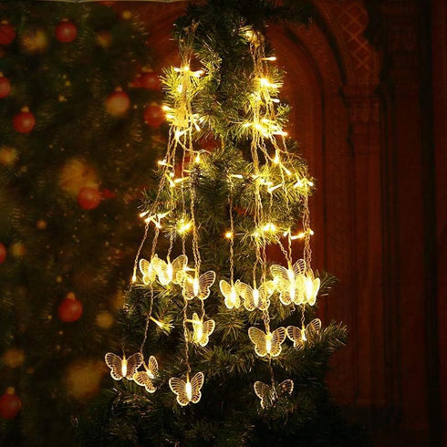 Lainin USB Powered 13FT 96 LED Curtain Lights, 16 Butterflies Twinkle Lights, 8 Modes Fairy Light Strip for Party
