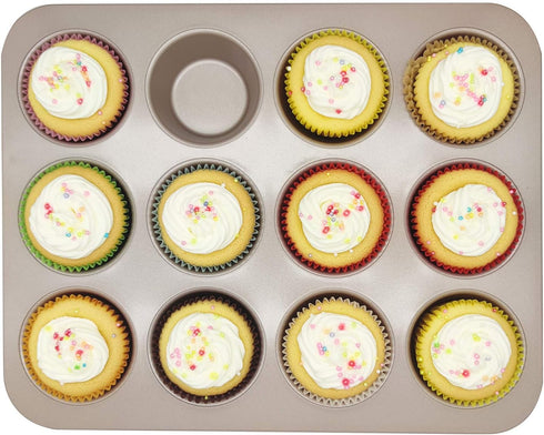 Premium Red Greaseproof Cupcake Liners, Standard Size, 100-Count Muffin Paper Baking Cups
