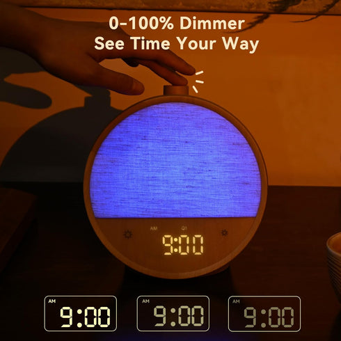 Dimmable Vivilumens Sunrise Alarm Clock with Sound Machine, Gentle Wake-Up Light, Dual Alarms for Heavy Sleepers