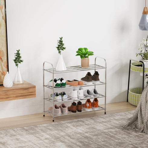 Botion 4 Closet, Frame(4 Tier Expandable Shoe Rack for Stainless Steel Shoe Shelf, Strong Weight Capacity Shoes