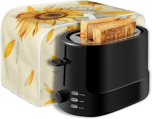 Sunflowers Toaster Cover, 4 Slice Appliance Dust Cover, Flower Theme Kitchen Small Appliance Covers, Fits Long Slot