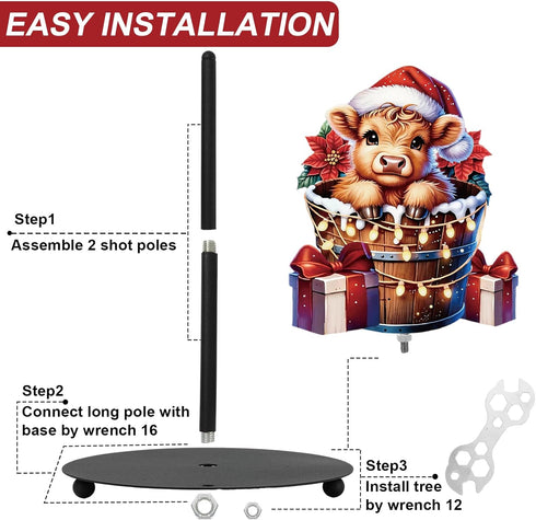 Countertop JarThenaAMCS Highland Cow Christmas Paper Towel Holder with Round Base Large Metal Xmas Bathroom Decor