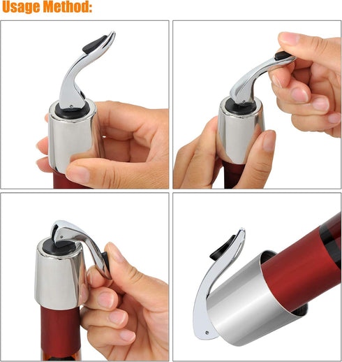 3 Pack Stainless Steel Wine Stoppers - Reusable Bottle Stopper Sealer with Silicone Plug, Ideal Gift