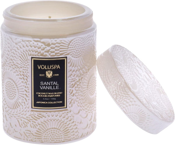 Voluspa Santal Vanille Small Candle Jar - 5.5 oz, 50 Hour Burn Time, Coconut Wax for Clean Burning, Handcrafted in the