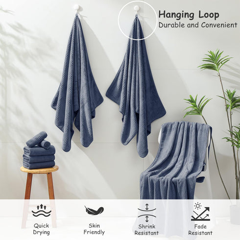 18 Set-6 Sheets,6 Towels,6 Set Pcs Purple Blue Family Towels Bath Hand Washcloths Soft Polyester Towels Absorbent