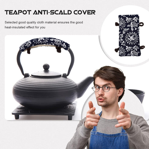 Teapot Handle Holder Cloth - Non Slip Pot Holder Sleeve for Tea Pot Handle, Teakettle Sleeve for Home Kitchen (Blue)
