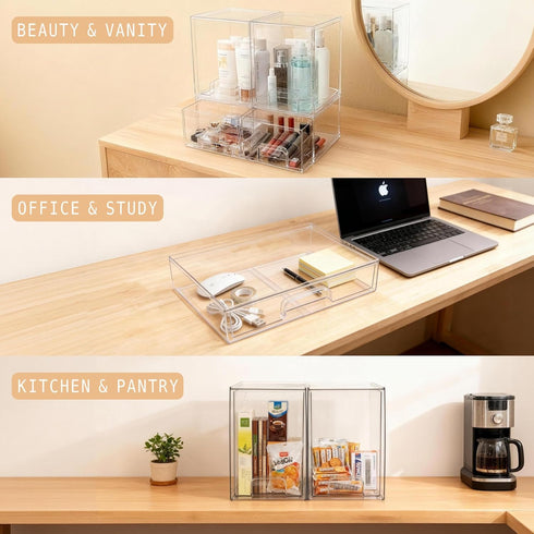 Gajiuhon Countertop, 5-Piece Baby Bottle Organizer, Large Capacity Stackable Acrylic Storage with Non-Slip Pads
